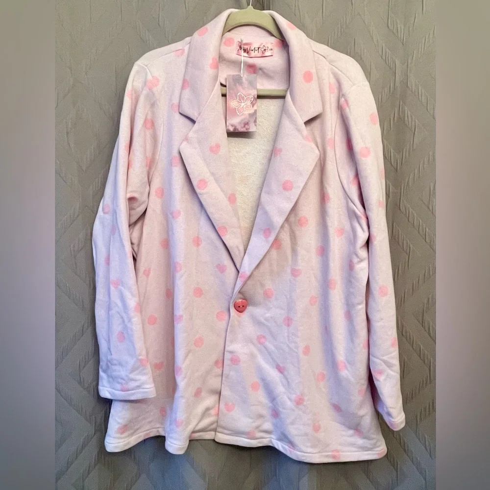 My Violet, light purple & pink Polka Dot Blazer, Sz 3X - Picture 1 of 6